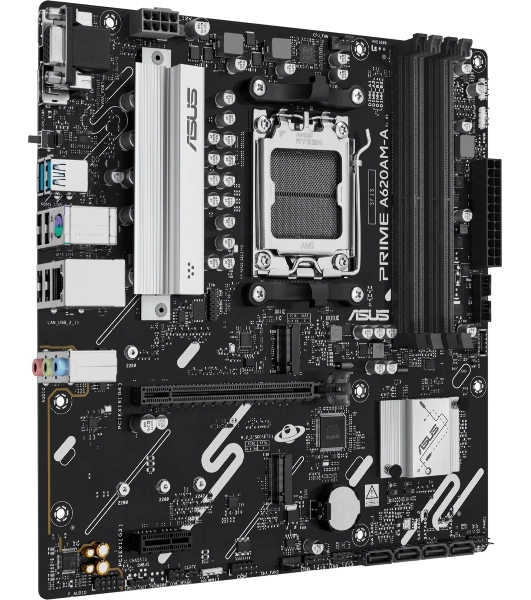 Материнская плата ASUS PRIME A620M-A-CSM, AM5, AMD A620, 4xDDR5, 4xSATA, 2xM.2, 1xPCIe 4.0 x16, 2xPCIe 3.0 x1, 1xVGA, 1xHDMI, 1xDP, 1x1Gb LAN, 2xUSB-A 5Gbps, 4xUSB-A 2.0, 3x3.5 мм, 7.1, mATX
