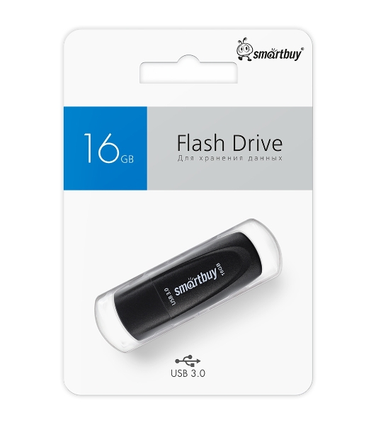 Флешка USB Smartbuy Scout Black (SB016Gb3SCK), 16Gb, USB 3.0/3.1, R/W 100/40, черный