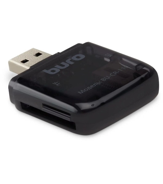 Кард-ридер Buro BU-CR-110 черный/MMC/MS/MS Duo/MS Micro M2/MS Pro/RS-MMC/SD/SDHC/TF/micro-SD/miсro-SDHC/USB 2.0/пластик