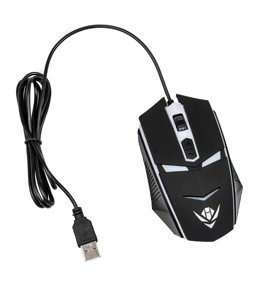 Мышь проводная Nakatomi MOG-02U черный, 1600 dpi, USB, кнопки - 5
