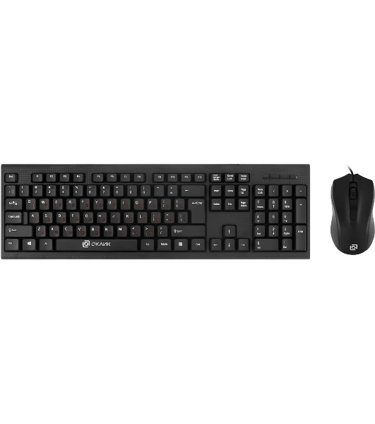 Комплект клавиатура+мышь Oklick 620M проводной, USB, 1200 DPI, чёрный