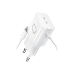 Сетевое зарядное устройство Qumo Energy (Charger 0026) 2.1A, встроенный кабель Lightning 8 Pin, белый, фото 1
