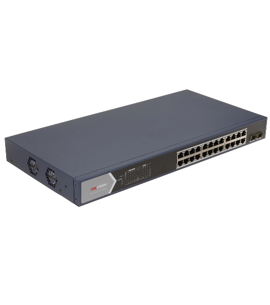 Коммутатор Hikvision DS-3E1526P-SI, 24×1 Гбит/с PoE+ + 2×1 Гбит/с SFP, настраиваемый