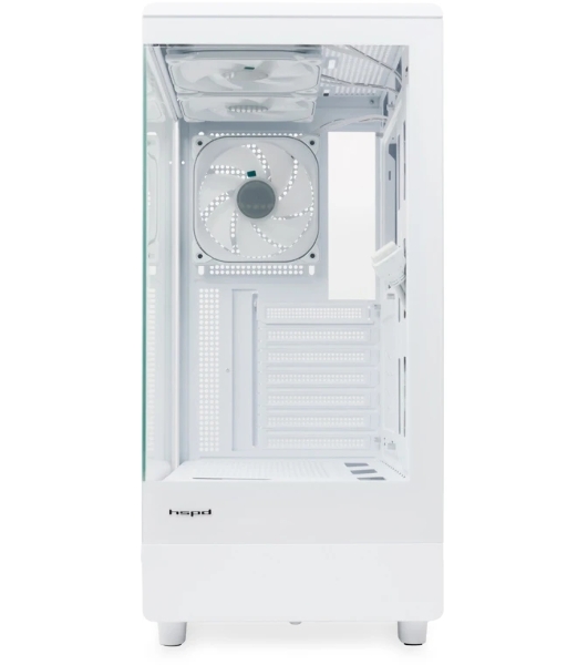 Компьютерный корпус HSPD F510, Panoramic Mid Tower, белый, TG, 0.5 SPCC, 3x120мм ARGB ATX, mATX, mITX 180/280/160мм 1x2.5', 1x3.5', 7xPCI 2xUSB-A 3.0 356x218x467мм