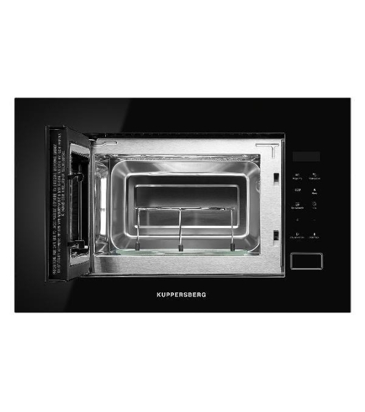 Встраиваемая микроволновая печь Kuppersberg HMW 620 B, объем 20 л, мощность 700 Вт, поворотный стол, High-Tech, 9 автоматических программ, гриль, сенсорное управление, черный