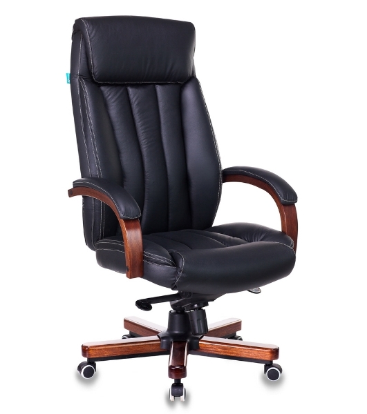Кресло Бюрократ T-9922WALNUT/BLACK черный, кожа