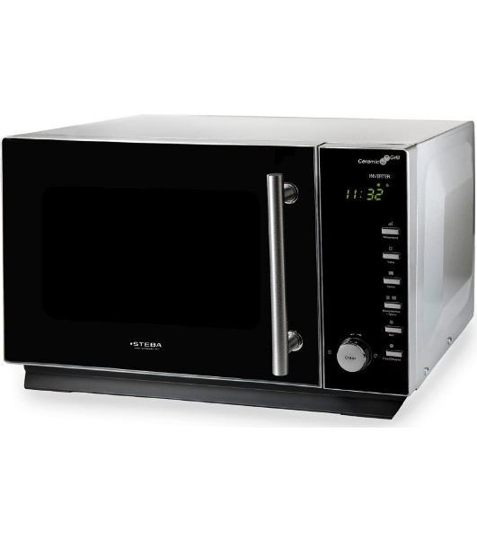 Микроволновая печь Steba MIC 2530 CERAMIC серебристый, 25 л, 900 Вт, переключатели - кнопки, поворотный механизм