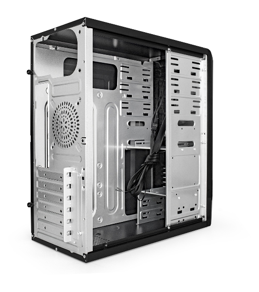 Компьютерный корпус Miditower ExeGate CP-601-UNS450 (ATX, БП UNS450 с вент. 12см, 2*USB, аудио, черный)