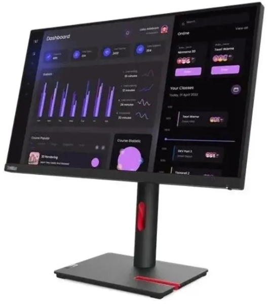 Монитор 23.8' Lenovo ThinkVision T24i-30 IPS 1920x1080, 60 Гц, 4 мс, 16:9, 250 кд/м², HDMI 1.4, DP 1.2, VGA, USB Hub (4x USB 3.2), 3.5 Jack, HDR10, черный
