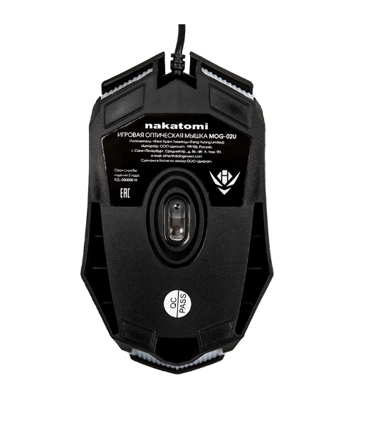 Мышь проводная Nakatomi MOG-02U черный, 1600 dpi, USB, кнопки - 5