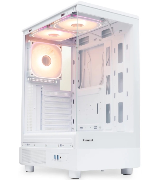 Компьютерный корпус HSPD F510, Panoramic Mid Tower, белый, TG, 0.5 SPCC, 3x120мм ARGB ATX, mATX, mITX 180/280/160мм 1x2.5', 1x3.5', 7xPCI 2xUSB-A 3.0 356x218x467мм
