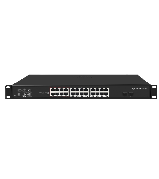 Коммутатор GIGALINK GL-SW-G005-24P, 24×1 Гбит/с PoE + 2×1 Гбит/с SFP, неуправляемый