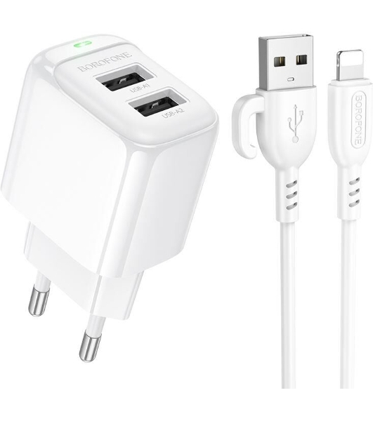 Сетевое зарядное устройство BOROFONE (6941991113758) BAS41Ai 2USB 2.0A для Lightning 8-pin