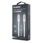 Кабель OLMIO SHIELD, Type-C - Type-C, 60W 3A, 1.2м, белый, фото2
