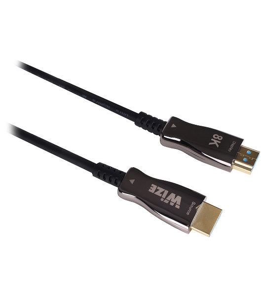 Кабель HDMI Wize AOC-8K-HM-HM-15M оптический, 15 м, 8K/60HZ 4:4:4, v.2.1, ARC, 19M/19M, HDCP 2.2, Ethernet, черный, коробка