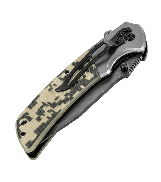 Нож складной Denzel, многоцелевой, системы Liner-Lock, с накладкой G10 на классической рукоятке 79207