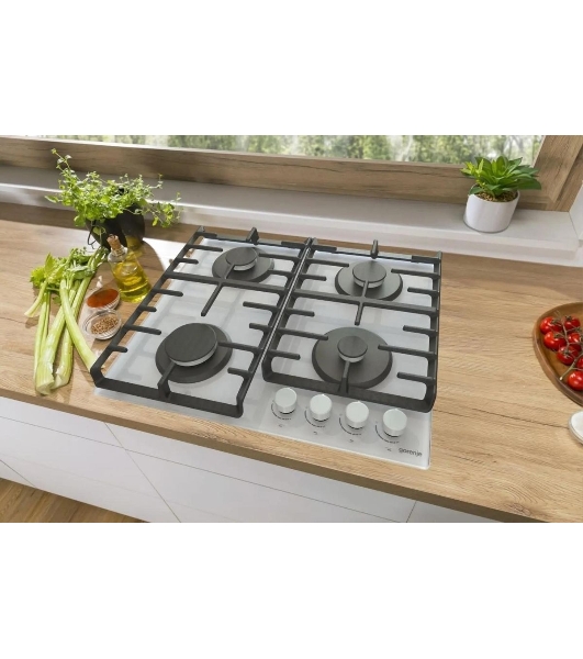 Газовая варочная панель Gorenje GT642AXW, 4 конфорки, закаленное стекло, белый