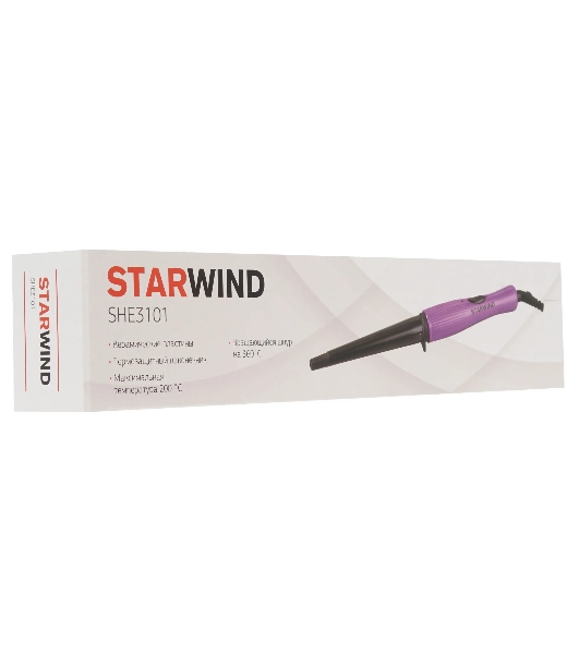 Щипцы для завивки волос Starwind SHE3101 фиолетовый, 13-19 мм, 200 °C, 1 режим