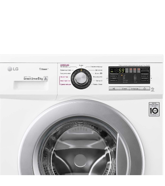 Стиральная машина LG F12M7NDS1 белый, загрузка фронтальная 6 кг, 1200 об/мин, класс A