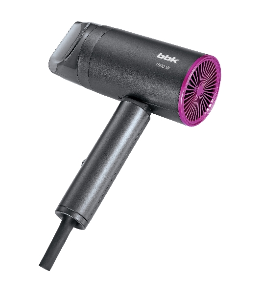 Фен BBK BHD1601 графит, 1600 Вт, ионизация, компактный
