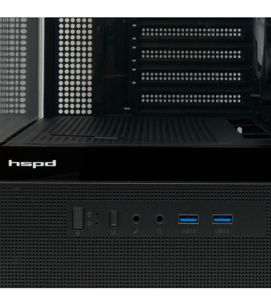 Компьютерный корпус HSPD F710, Panoramic Mid Tower, черный, TG, 0.5 SPCC, 3x120мм ARGb E-ATX, ATX, mATX, mITX 185/395/270мм 2x2.5', 1x3.5', 7xPCI 2xUSB-A 3.0 435x230x457мм