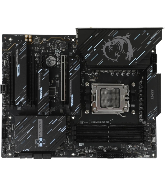 Материнская плата MSI X870E GAMING PLUS WIFI, AM5, AMD X870E, 4xDDR5, 4xSATA, 3xM.2, 1xPCIe 5.0 x16, 1xPCIe 4.0 x4, 2xPCIe 3.0 x1, 1xHDMI, 1xUSB Type-C, 1x5Gb LAN, Wi-Fi 7, Bluetooth 5.4, 2xUSB-C 20Gbps, 1xUSB-C 40Gbps, 2xUSB-A 5Gbps, 2xUSB-A 10Gbps, 4xUSB-A 2.0, 3x3.5 мм, 7.1, ATX