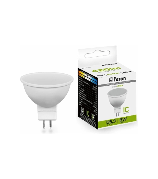 Лампа светодиодная Feron LB-24 5W 230V G5.3 4000K MR16