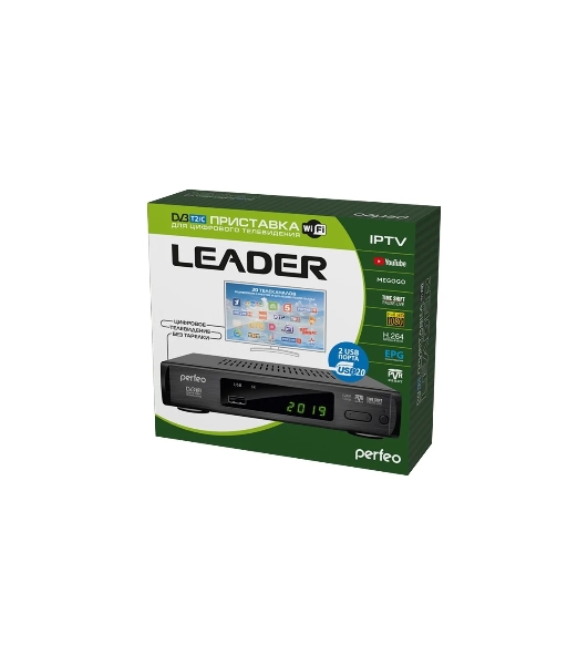 Приставка Perfeo (PF-A4412) LEADER DVB-T2/C для цифр.TV, Wi-Fi, IPTV, HDMI, 2 USB, DolbyDigital, пульт ДУ