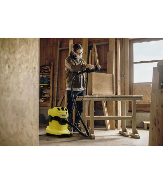 Строительный пылесос Karcher WD 4 P V-20/5/22 желтый, 1000 Вт, уборка сухая/сбор воды/выдув, пылесборник мешок/контейнер, 20 л