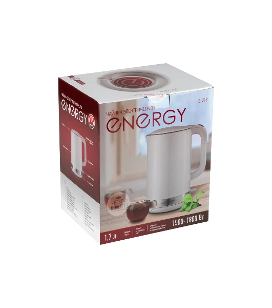Чайник электрический Energy E-218 белый, диск 1.7 л
