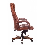 Кресло руководителя Бюрократ T-9924WALNUT светло-коричневый Leather Eichel, кожа, с подголов. крестовина металл/дерево, фото5