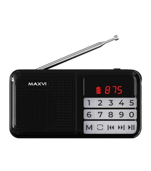 Радио FM-приемник Maxvi PR-02 черный. Цифровой приемник Maxvi PR-02 предназначен для прослушивания радио и музыки. Миниатюрный Maxvi PR-02 - удобный в переноске и помещается в карман. Можно использовать карты памяти microSD и внешний USB-накопитель для воспроизведения музыки, а также аудиокниг. Благодаря функции автоматического поиска гаджет может самостоятельно находить доступные радиостанции и сохранять их в памяти