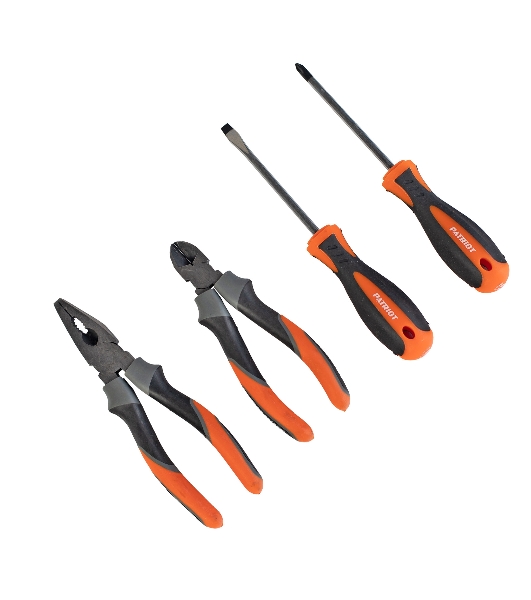 Набор инструментов Patriot 4 в 1 SPS-4: отвертки SL6*100, PH2*100, пассатижи 180мм, кусачки 160мм