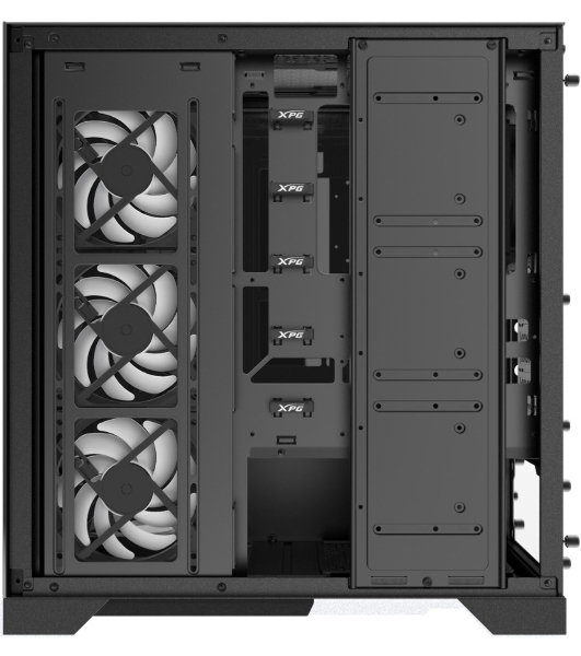 Компьютерный корпус XPG INVADER X BLACK (INVADERXMT-BKCWW) Mid-Tower Gaming ATX PC Case with Panoramic View, Tempered Glass Panels, and RGb Lighting Black