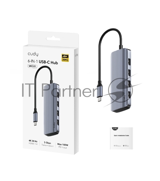 USB-концентратор Cudy UH500, USB Type-C, HDMI + USB-A + USB Type-C port for PD Charging, адаптер/ USB Type-C