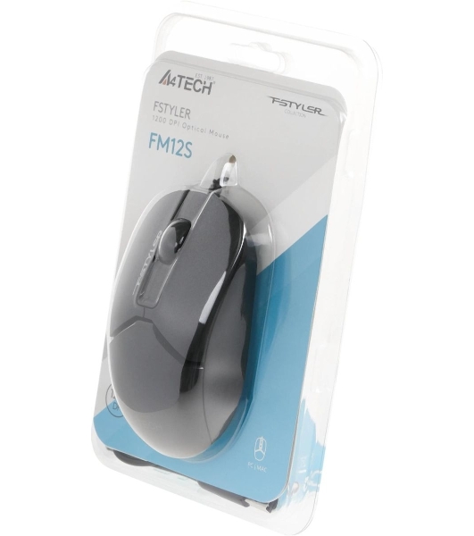 Мышь проводная A4Tech Fstyler FM12S черный, 1200 dpi, USB, кнопки - 3