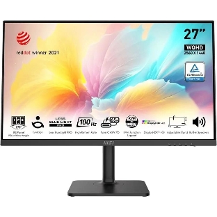 Монитор 27' MSI Modern MD272QXP IPS 2560x1440, 100 Гц, 4 мс, 16:9, 400 кд/м2, 1xHDMI, 1xDP, 1xUSB-C, 1x3.5 мм, черный