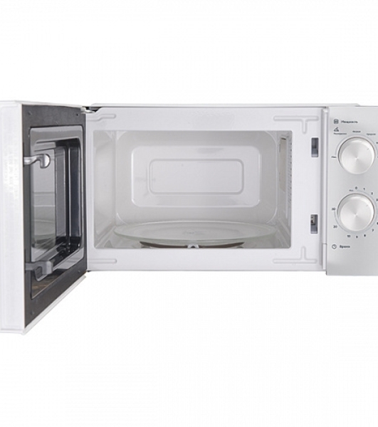 Микроволновая печь BQ MWO-20004SM/W белый, 20 л, 700 Вт, переключатели - поворотный механизм