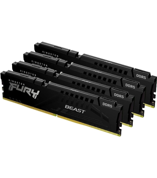 Оперативная память Kingston Fury Beast, DDR5, 128Gb (4x32Gb), 5200MHz, CL40, DIMM, радиатор, черный