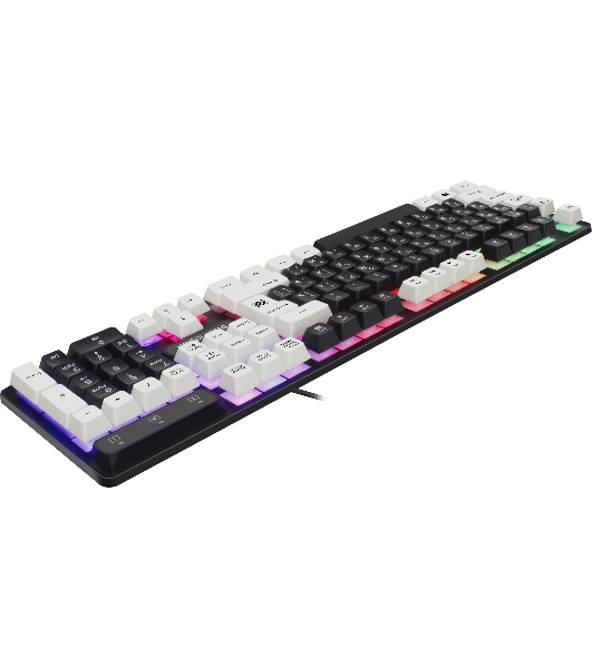 Клавиатура проводная Defender Dark Knight GK-077, USB, черный/белый