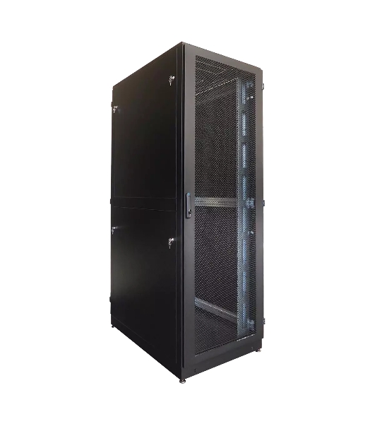 Шкаф серверный напольный 42U (800 1000) двойные перфорированные двери 2 шт., черный