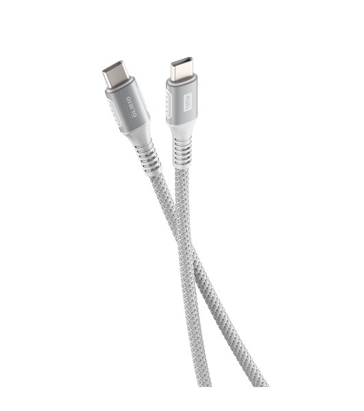 Кабель OLMIO PD100, Type-C - Type-C, PD 100W, USB2.0, 1.2м, тканевая оплетка, белый
