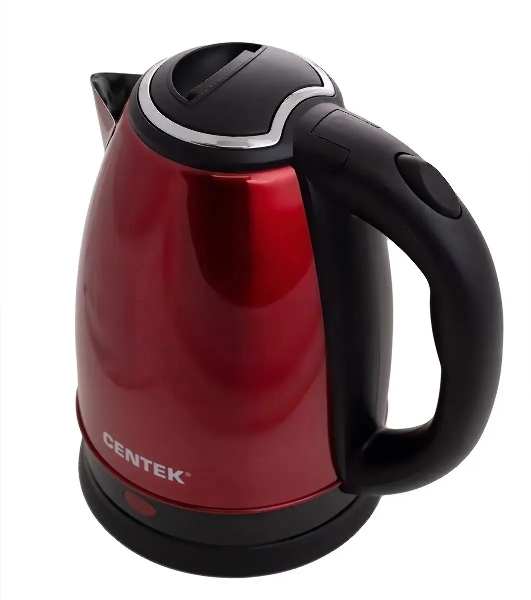 Чайник Centek CT-1068 RED (красный) металл 2л, 2000W, хромированная вставка на крышке