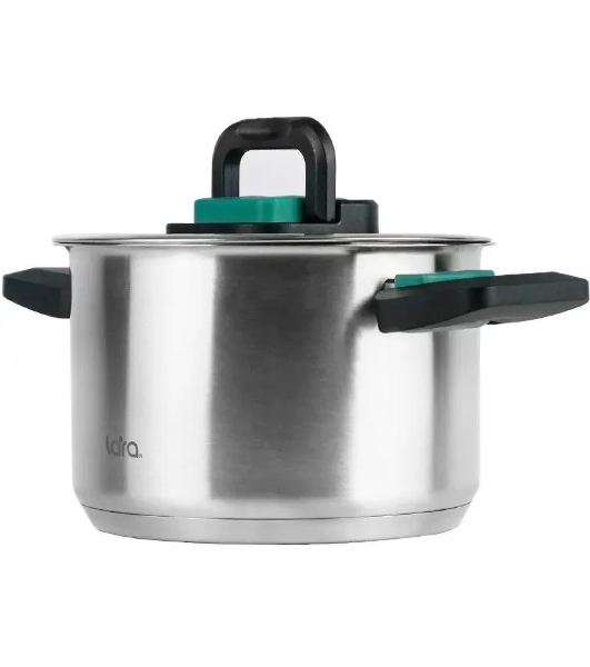 Кастрюля LARA LR02-245 Изумруд 6,4 л, нержавеющая сталь, с крышкой