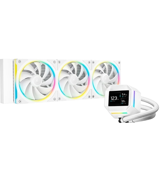 Система жидкостного охлаждения Deepcool LM360 WH ARGb Soc-AM5/AM4/1200/1700/1851 белый 4-pin 19-36dB Al LCD 250W 1729gr Ret (R-LM360-WHDMMC-1)