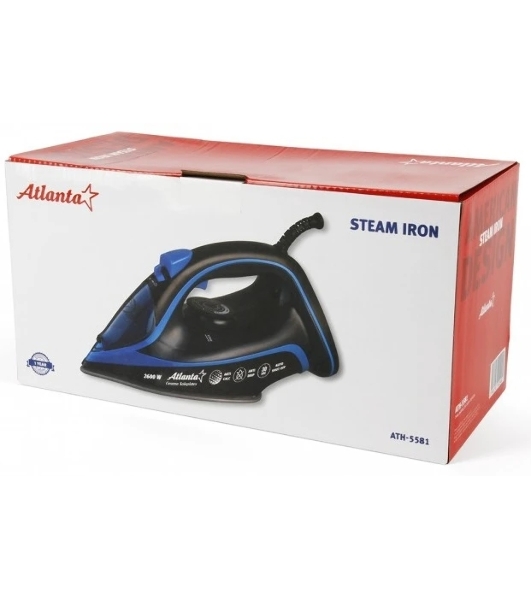 Утюг Atlanta ATH-5581 черный/синий, 2600 Вт, 32 г/мин, 89 г/мин, 380 мл