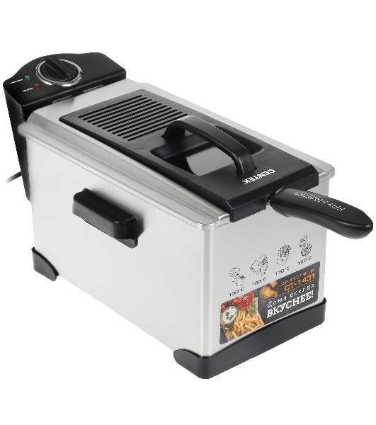 Фритюрница Centek CT-1431 серебристый, 1800 Вт, 3.5 л, 1 кг, антипригарное покрытие