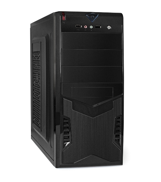 Компьютерный корпус Miditower ExeGate CP-601-UNS350 (ATX, БП UNS350 с вент. 12см, 2*USB, аудио, черный)