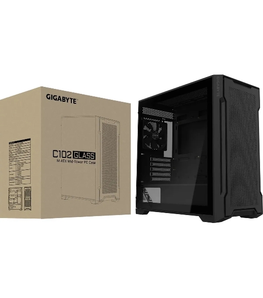 Компьютерный корпус Gigabyte C102B Gb-C102G, без БП MicroATX 5x120мм 4x140мм 2xUSB 3.0 audio bott PSU, черный