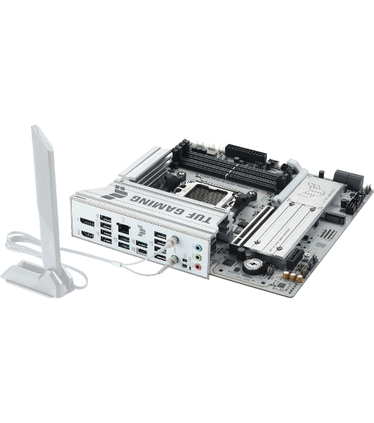 Материнская плата Asus TUF GAMING B850M-PLUS WIFI7 W, AM5, AMD B850, 4xDDR5, 4xSATA, 3xM.2, 1xPCIe 5.0 x16, 1xPCIe 3.0 x1, 1xDP, 1xHDMI, 1x2.5Gb LAN, Wi-Fi 7, Bluetooth 5.4, 1xUSB-C 20Gbps, 3xUSB-A 10Gbps, 4xUSB-A 5Gbps, 4xUSB-A 2.0, 5x3.5 мм, 7.1, mATX